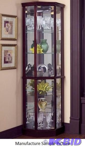 Cherry Finish Corner Curio Cabinet - Handsome...