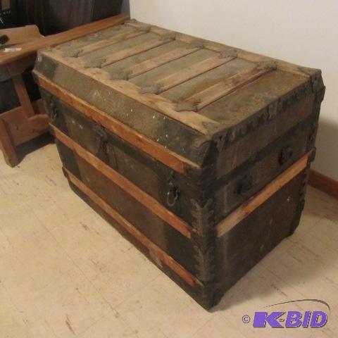 Antique Wood Strap Trunk