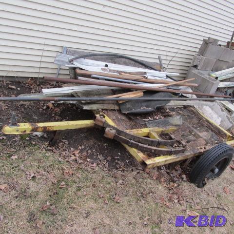 Trailer Frame, Scrap, Cement Blocks