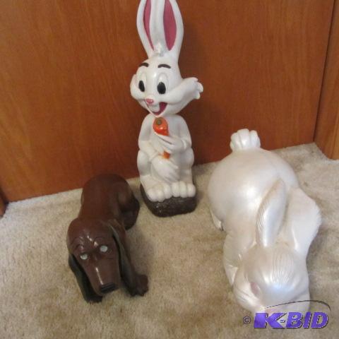 Plaster Rabbits & Dog