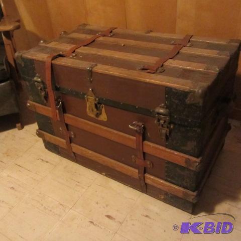 Antique Wood Strap Trunk