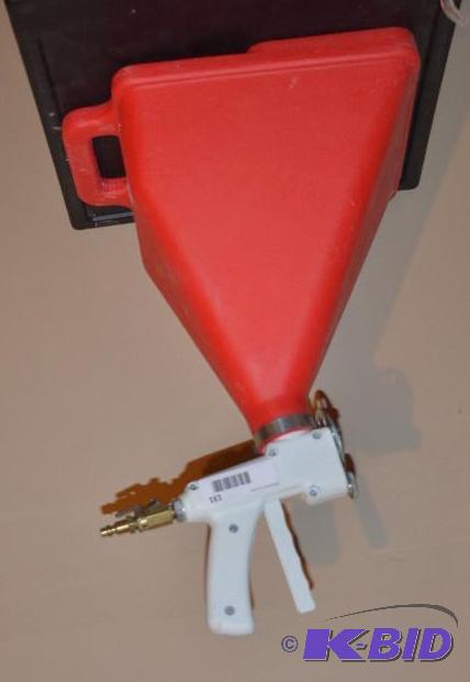 lot 131 image: air gun and hopper for shooting popcorn on ce...