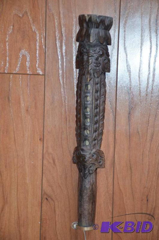 lot 14 image: Hand carved wooden flute made in Indonesia. 1...