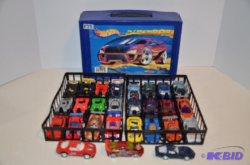 lot 177 image: Case of 27 Hot Wheels & Matchbox cars, in...