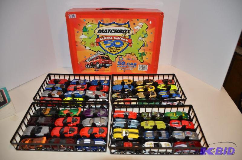 lot 179 image: Case with 48 Hot Wheels & Matchbox cars i...