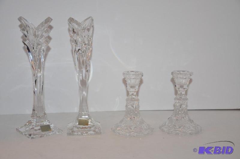 lot 207 image: Two sets of crystal candle holders...