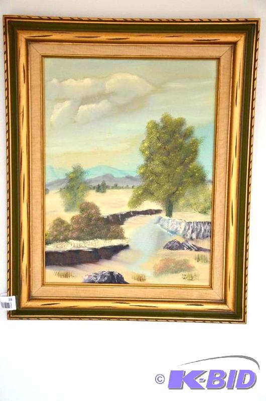 lot 33 image: Framed signed oil painting. Artist- L.S. 17&q...