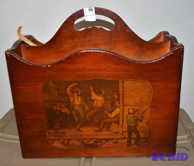 lot 34 image: Wood Magazine holder 16" x14" x8&...