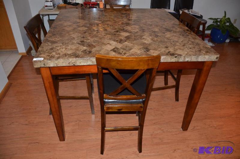 lot 4 image: Very nice Marble top Dining table with 4 chai...