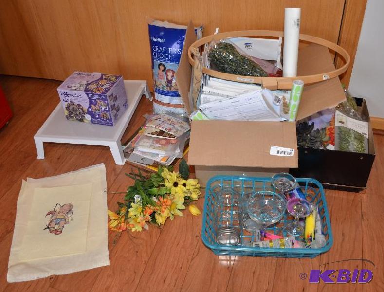 lot 44 image: Craft supplies - scissors, bow maker, needle ...