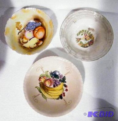 lot 10 image: 3 Hand Painted Bowls - 1 is 8" diameter,...