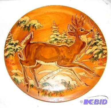 lot 294 image: Old Wooden Serving Plate - Hand made - Genuin...