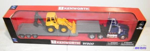 lot 74 image: Kenworth W900 Semi with Trailer and Backhoe -...