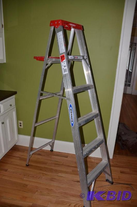 lot 110 image: Aluminum 6 Werner&nbspStep Ladder. Model 35...