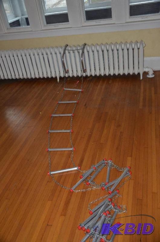 lot 112 image: 2 Story Metal chain fire escape ladder...