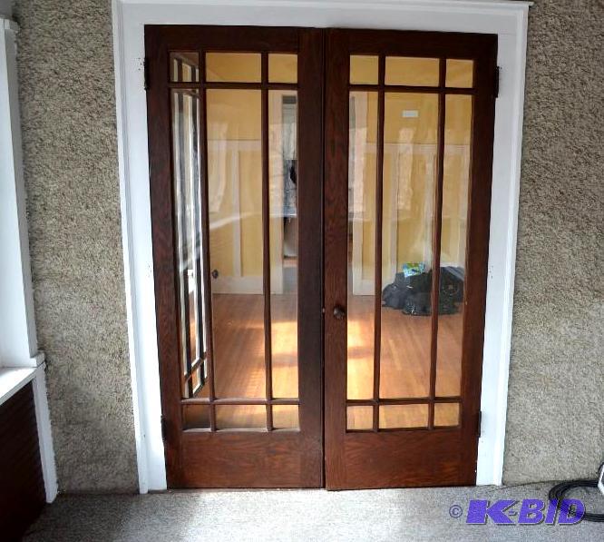 lot 22 image: Antique Glass French Doors- 60". Comes w...