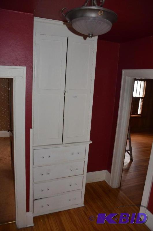 lot 49 image: Antique Tall White wood Cabinet. 24&quotx32&...