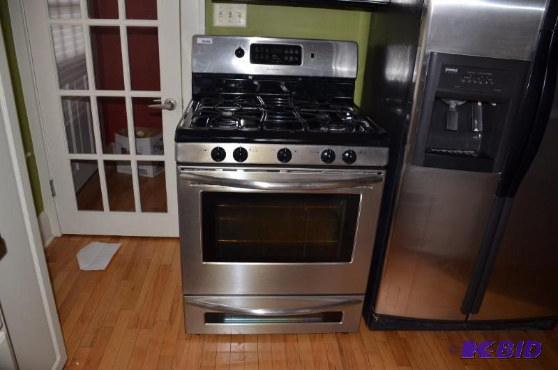 lot 5 image: Stainless steel Frigidaire gas stove model F...