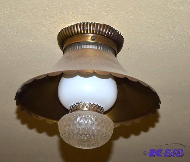 lot 79 image: 3 light fixtures- hanging light fixture-the t...