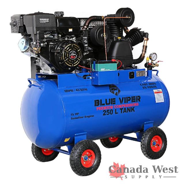 NEW 15 HP 66 GALLON BLUE VIPER AIR COMPRESSOR WITH WHEELS