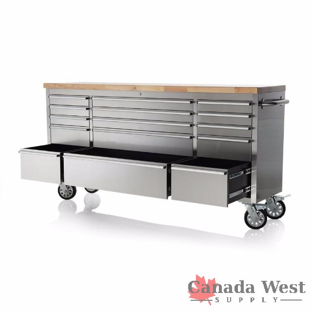 NEW SEIBEL STAINLESS STEEL ROLLER 72 15 DRAWER TOOL BENCH