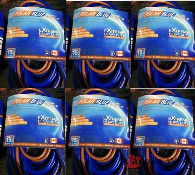 NEW CASE OF 6 X 100 FT COLD WEATHER EXTENSION CORDS TRIPLE LIGHTED ENDS 123 15 AMP