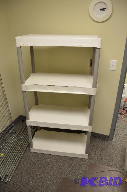 lot 102 image: White Plastic shelving 15x31x54...