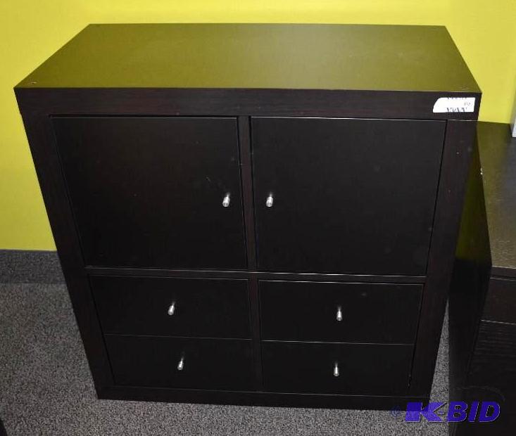 lot 132 image: Brown storage cabinet 31&quotw X 15 12"...