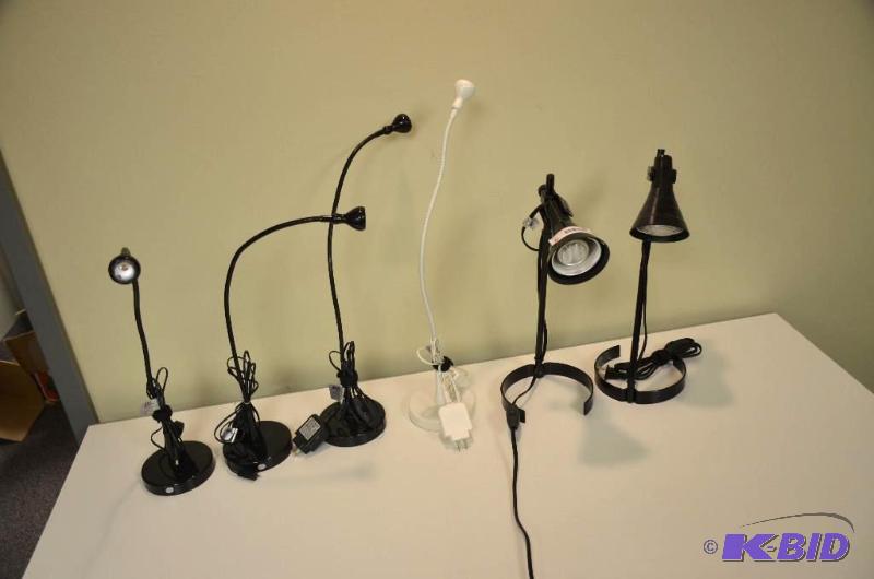 lot 178 image: 6 LED and florescent desk lamps...