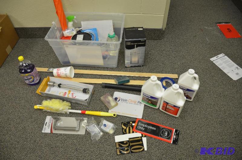 lot 197 image: Lot of cleaning supplies and other misc. ...