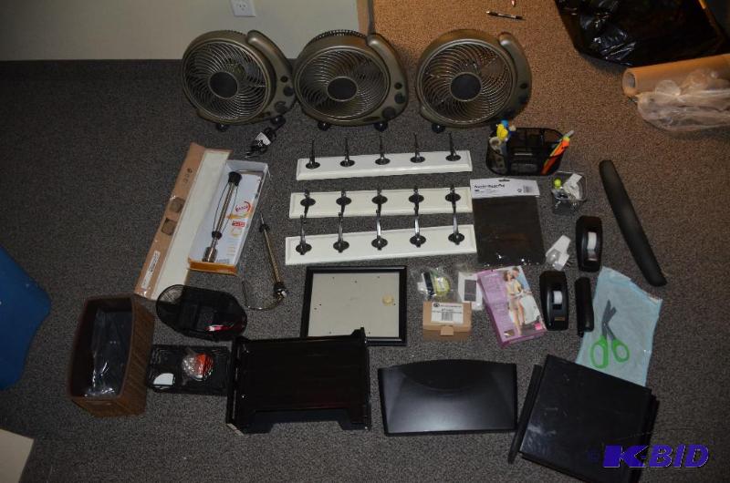 lot 209 image: Lot of office items, 3 10" tablewall f...