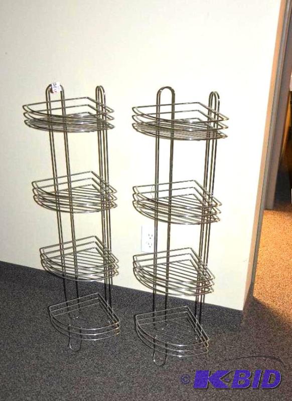 lot 213 image: 2 metal 4 shelve racks 9.5&quotx12&quotx37&...