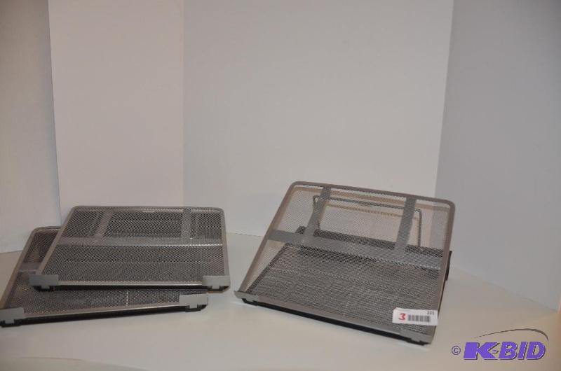 lot 221 image: Three adjustable metal laptop computer stands...