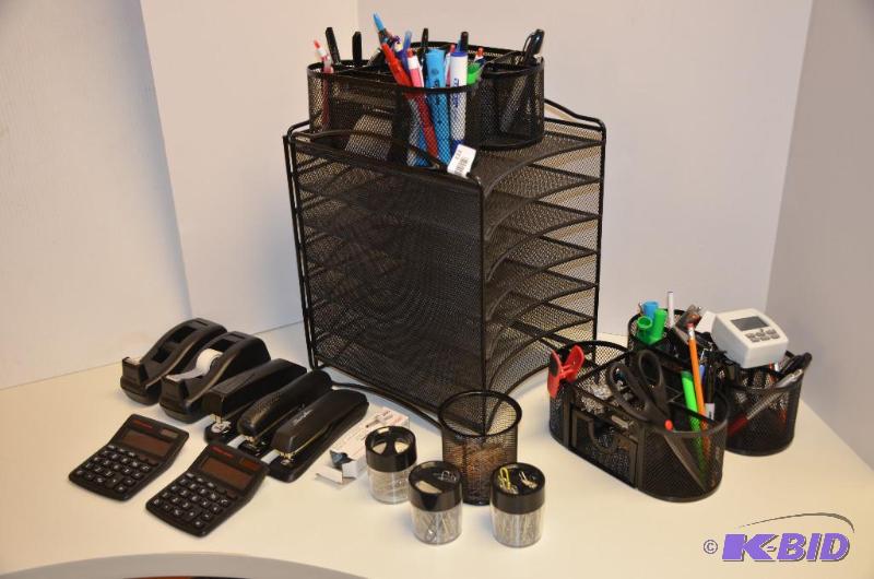 lot 222 image: Metal office organizers & office supplies...