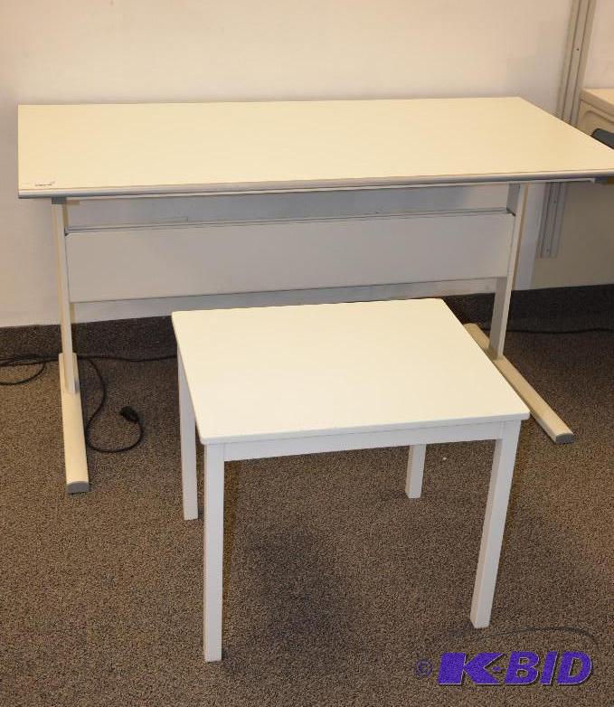 lot 226 image: White table with accompanying smaller white t...