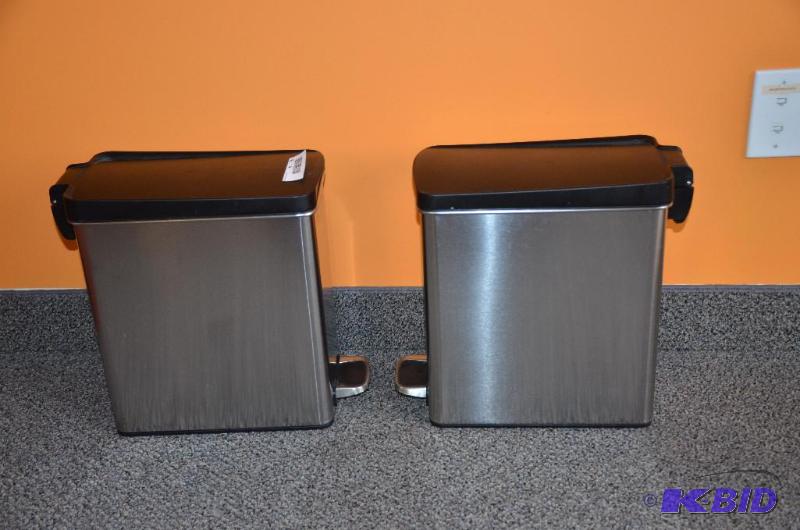 lot 23 image: 2 Simplehuman Stainless steel trash can...