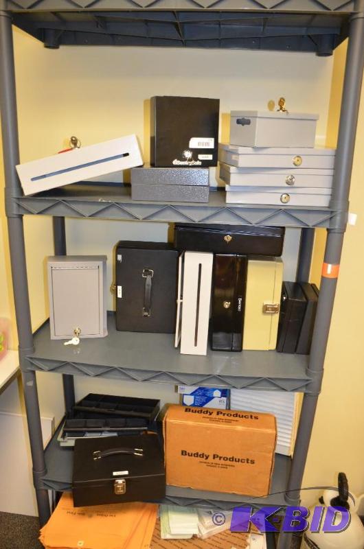 lot 278 image: Large lot of 16 lock boxes in basement office...