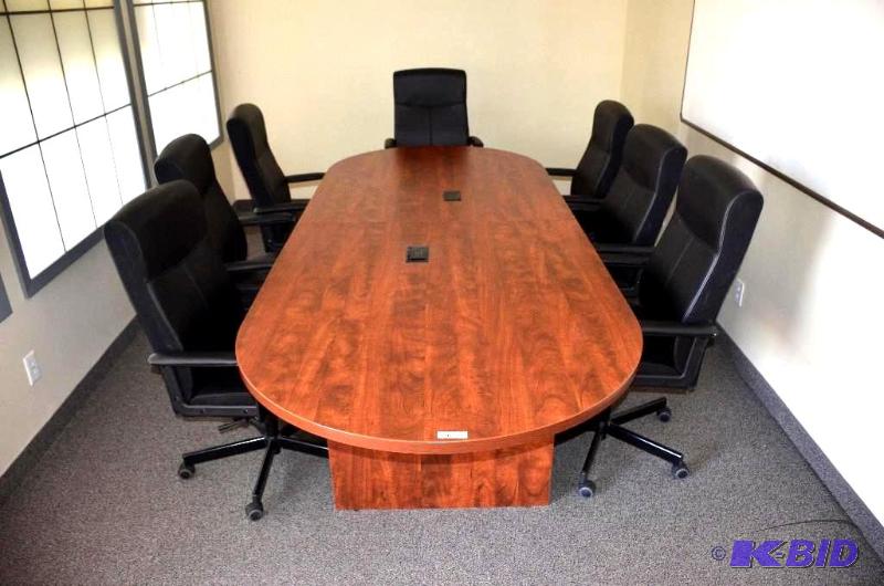 lot 32 image: Wood Conference table 47x120 with 2 seperate ...