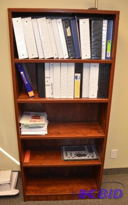 lot 4 image: Bookcase 32x14x70 adjustable shelves rm 8. Th...