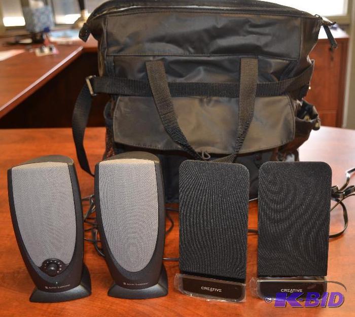 lot 77D image: 2 sets of computer speakers with bag...