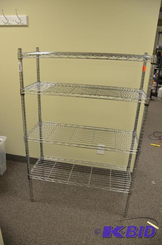 lot 98 image: Metal storage racks with adjustable shelves 1...