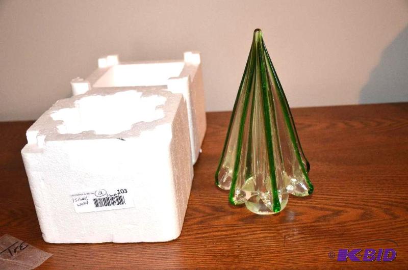 Crystal green glass Christmas tree 8&quot ta...