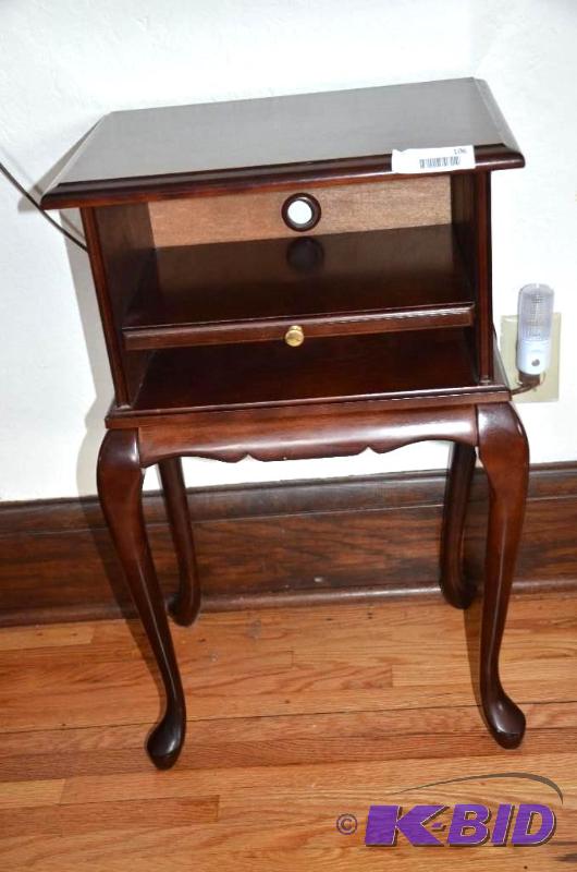 Wooden table 16x12x26&quot. One rear leg nee...