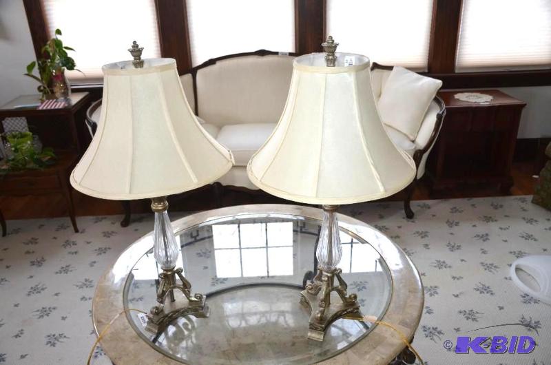 Two glass &amp metal table lamps 32 tall...
