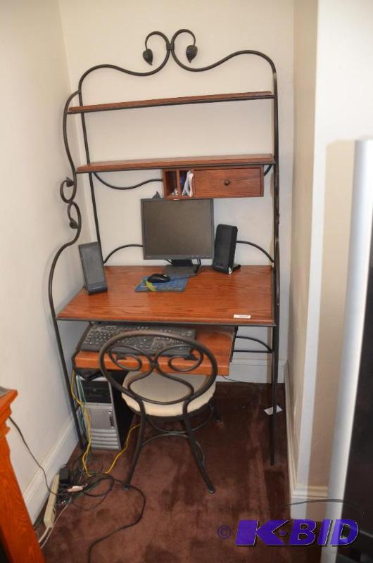 Wrought iron computer desk &amp chair 36x25x...