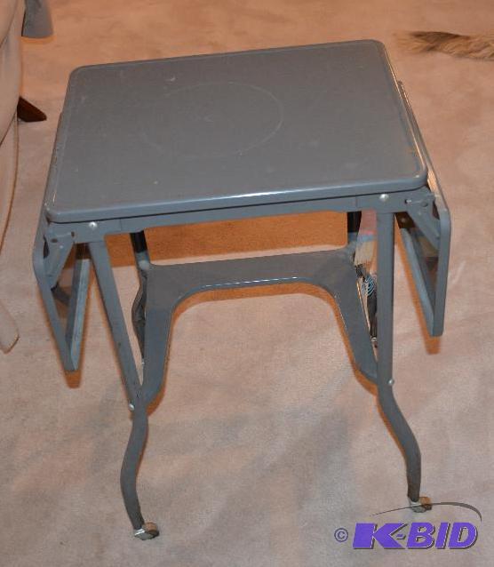 Vintage metal typewriter table with drop side...