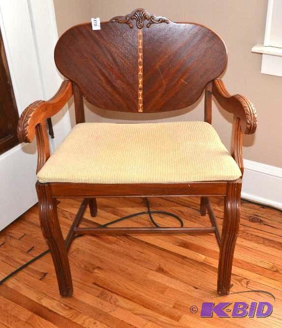 Antique wood chair with ornate carvings 25 wi...