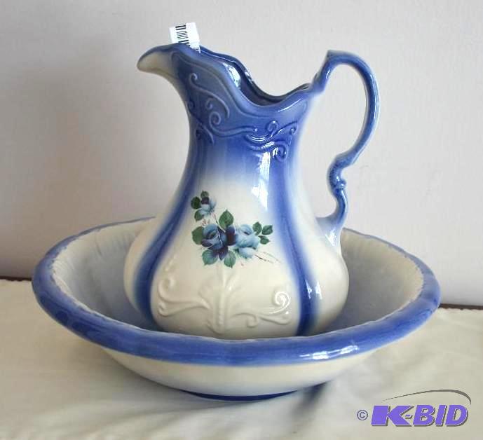 Antique water pitcher 14 tall &amp bowl 15x4...