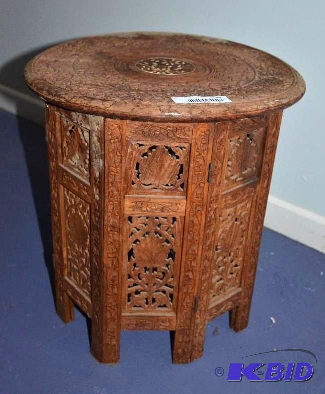 Antique hand carved wood table 15x16...