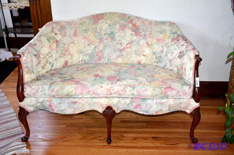 Wood trimmed love seat 52 long...